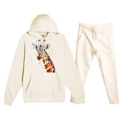 Giraffe Watercolor Design Premium Hooded Sweatsuit Set