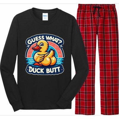 Guess What Duck Butt Funny Duck Long Sleeve Pajama Set