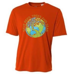 Global Warming Earth Day Save Bees Trees And Seas Great Gift Cooling Performance Crew T-Shirt