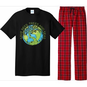 Global Warming Earth Day Save Bees Trees And Seas Great Gift Pajama Set