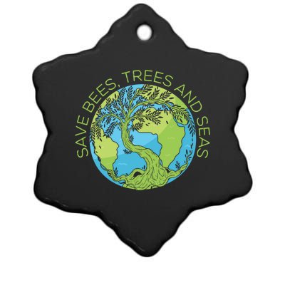 Global Warming Earth Day Save Bees Trees And Seas Great Gift Ceramic Star Ornament