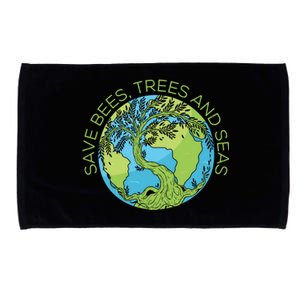 Global Warming Earth Day Save Bees Trees And Seas Great Gift Microfiber Hand Towel