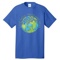 Global Warming Earth Day Save Bees Trees And Seas Great Gift Tall T-Shirt