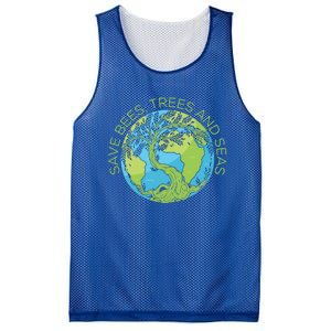 Global Warming Earth Day Save Bees Trees And Seas Great Gift Mesh Reversible Basketball Jersey Tank