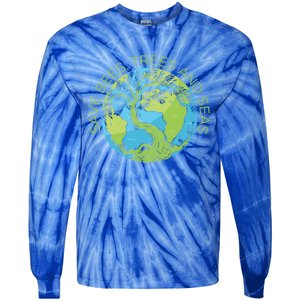 Global Warming Earth Day Save Bees Trees And Seas Great Gift Tie-Dye Long Sleeve Shirt