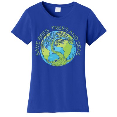 Global Warming Earth Day Save Bees Trees And Seas Great Gift Women's T-Shirt