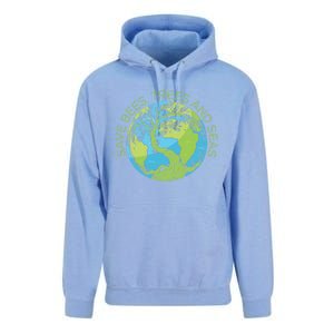 Global Warming Earth Day Save Bees Trees And Seas Great Gift Unisex Surf Hoodie