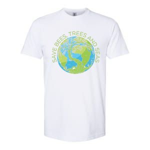 Global Warming Earth Day Save Bees Trees And Seas Great Gift Softstyle CVC T-Shirt