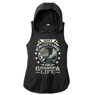 Grandpa With Funny Grandpa And Biker Grandpa With Motorcycle Gift Ladies PosiCharge Tri-Blend Wicking Draft Hoodie Tank