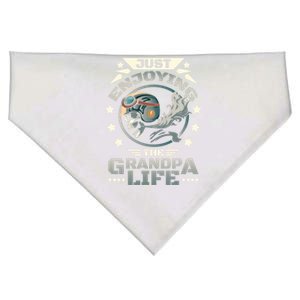 Grandpa With Funny Grandpa And Biker Grandpa With Motorcycle Gift USA-Made Doggie Bandana