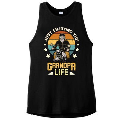 Grandpa With Funny Grandpa And Biker Grandpa With Motorcycle Gift Ladies PosiCharge Tri-Blend Wicking Tank