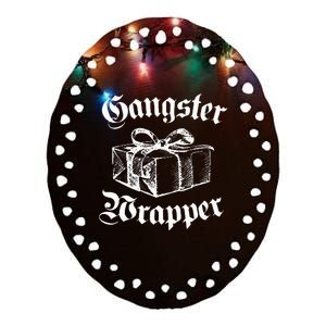 Gangster Wrapper Funny Christmas Santa Xmas Holiday Gift Ceramic Oval Ornament