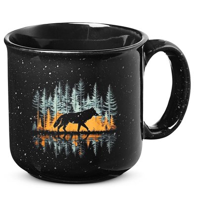Graphic Wolf Forest Nature Wildlife Outdoor 15oz Campfire Ceramic Mug