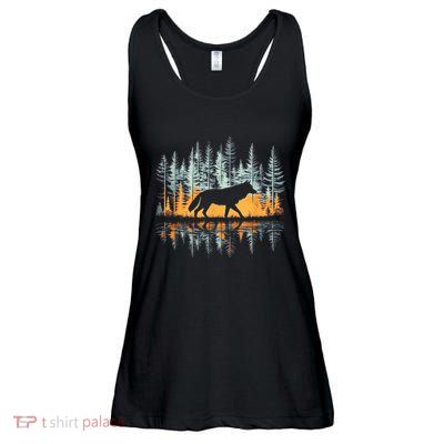 Graphic Wolf Forest Nature Wildlife Outdoor Ladies Essential Flowy Tank