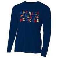 Groovy We Finally Beat Medicare Vintage Usa America Flag Cooling Performance Long Sleeve Crew