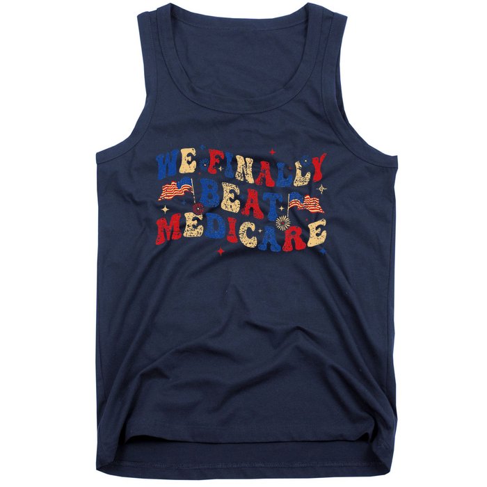 Groovy We Finally Beat Medicare Vintage Usa America Flag Tank Top