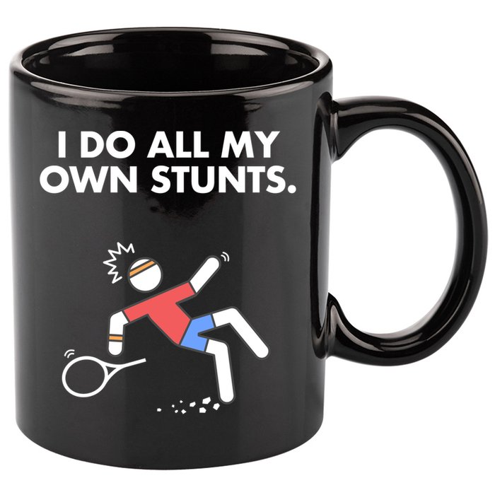 Get Well Funny Tennis Accident I Do My Own Stunts Gift 11oz C Handle Ceramic Mug