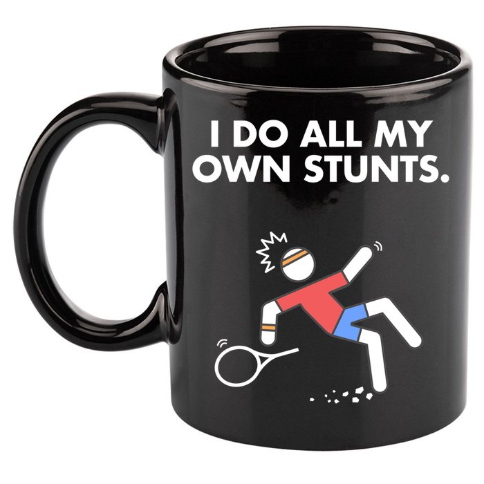 Get Well Funny Tennis Accident I Do My Own Stunts Gift 11oz C Handle Ceramic Mug