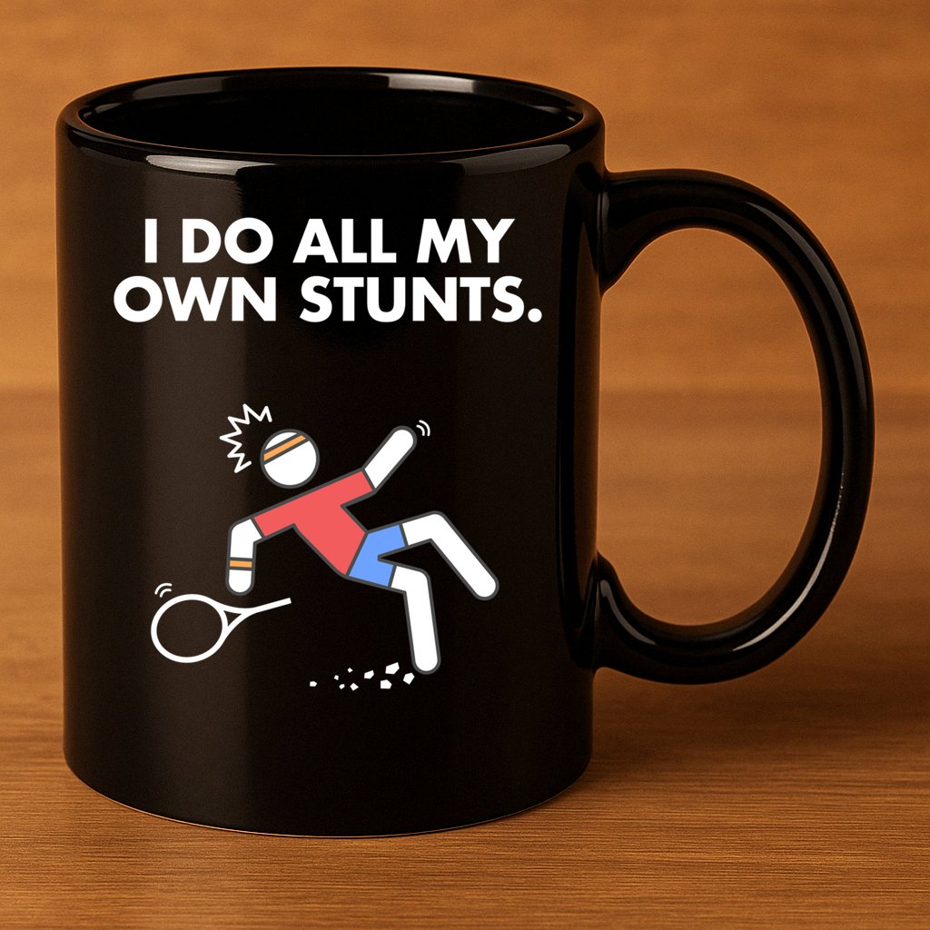 Get Well Funny Tennis Accident I Do My Own Stunts Gift 11oz C Handle Ceramic Mug