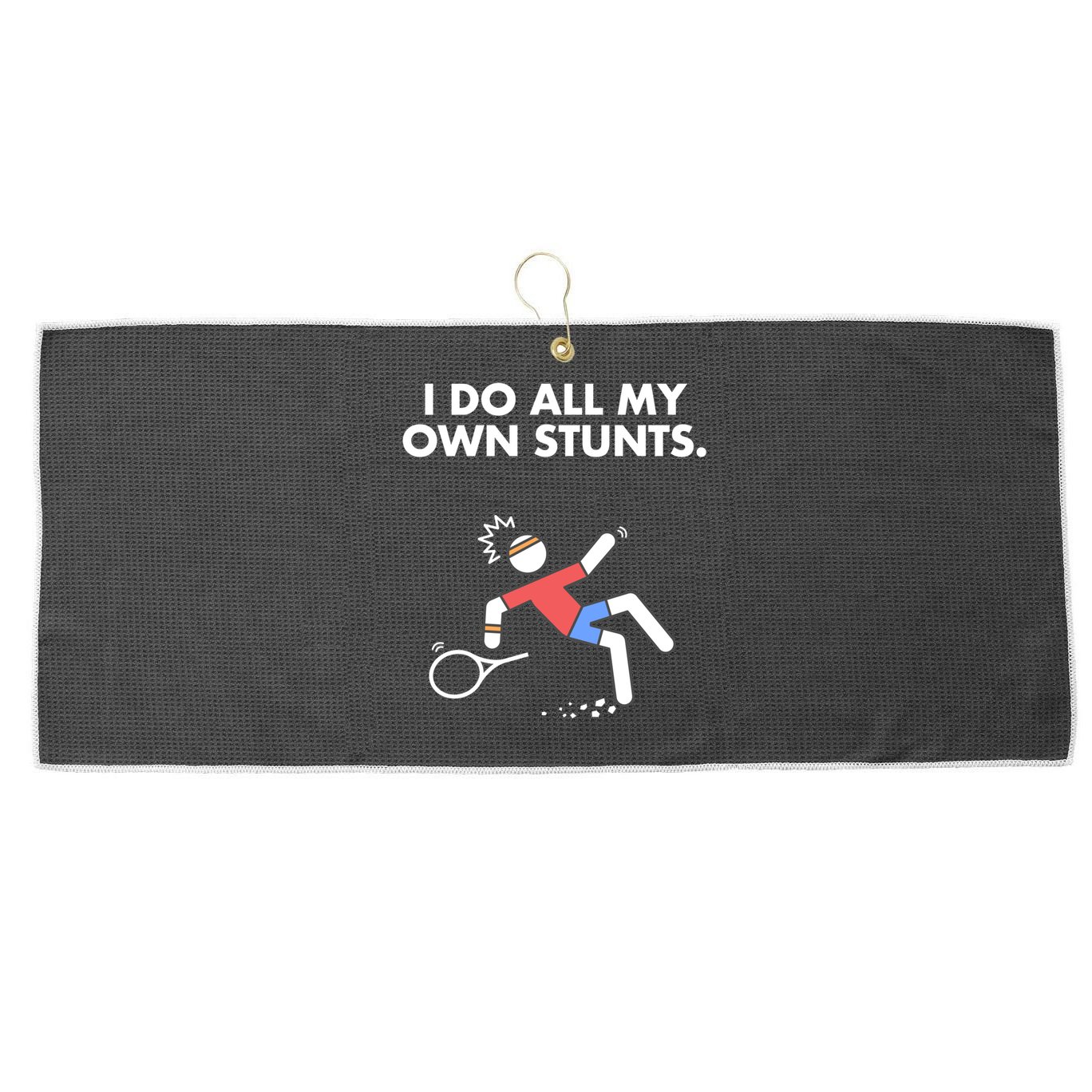 Get Well Funny Tennis Accident I Do My Own Stunts Gift Large Microfiber Waffle Golf Towel