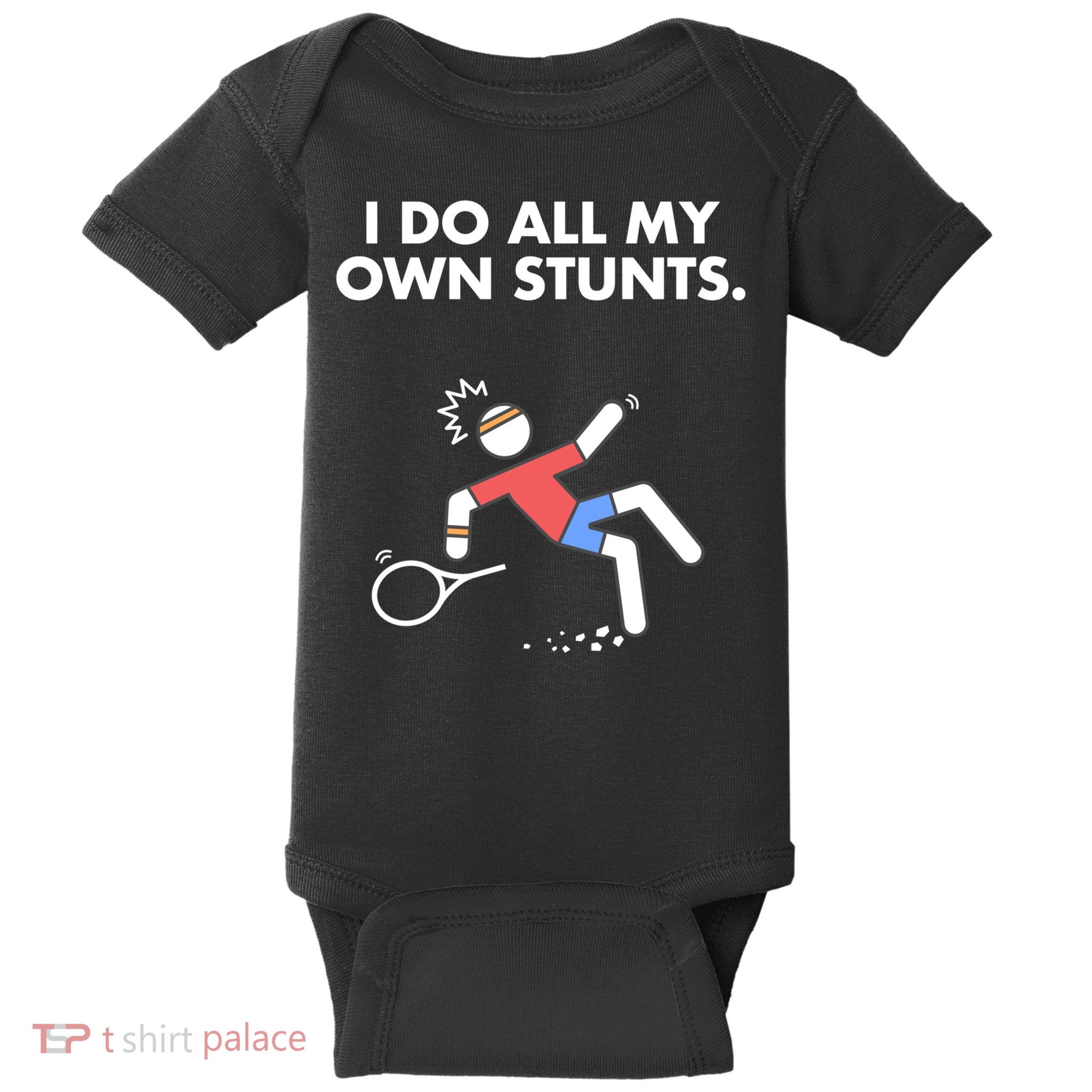 Get Well Funny Tennis Accident I Do My Own Stunts Gift Baby Bodysuit