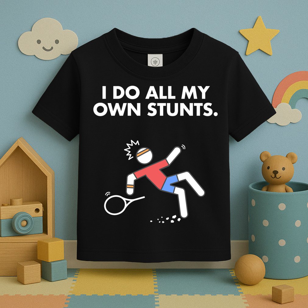 Get Well Funny Tennis Accident I Do My Own Stunts Gift Toddler T-Shirt