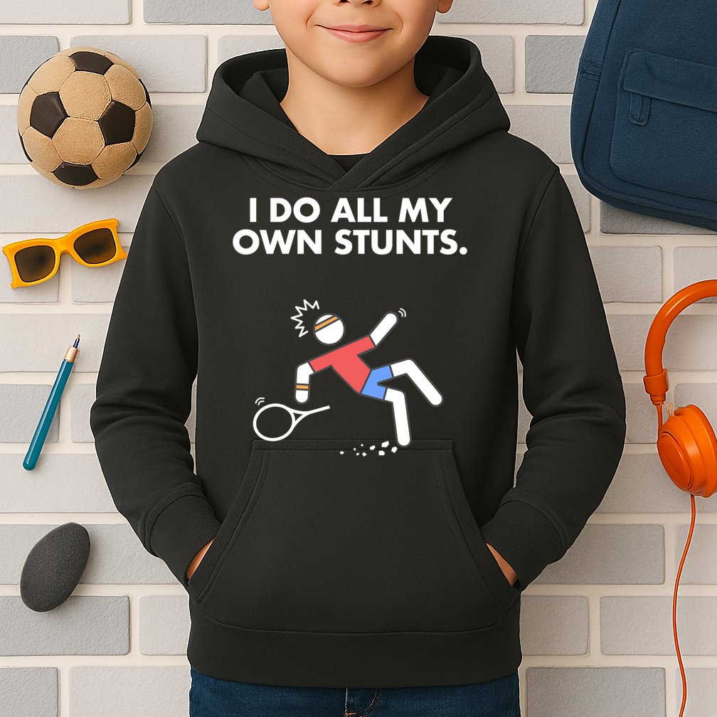Get Well Funny Tennis Accident I Do My Own Stunts Gift Kids Hoodie
