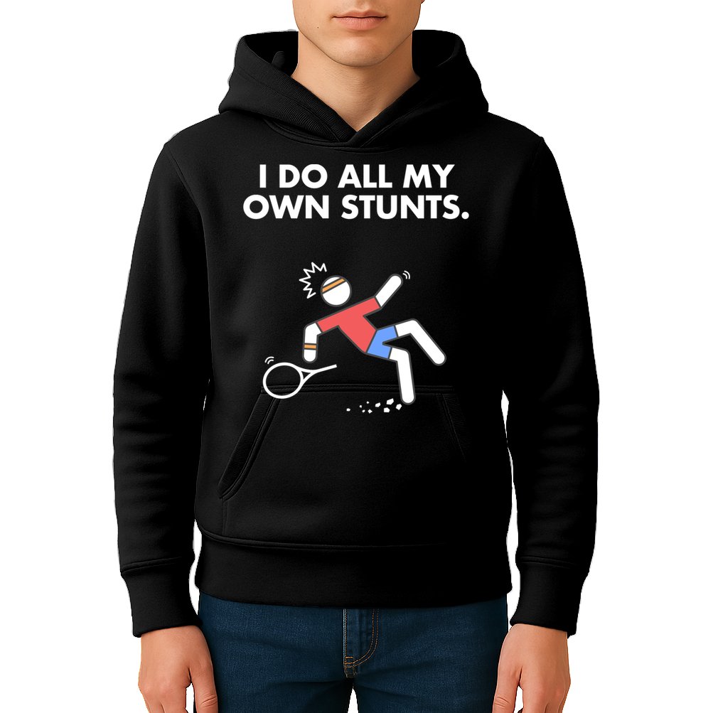 Get Well Funny Tennis Accident I Do My Own Stunts Gift Kids Hoodie