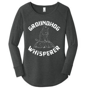 Groundhog Whisperer Funny Woodchuck Groundhog Day Women's Perfect Tri Tunic Long Sleeve Shirt