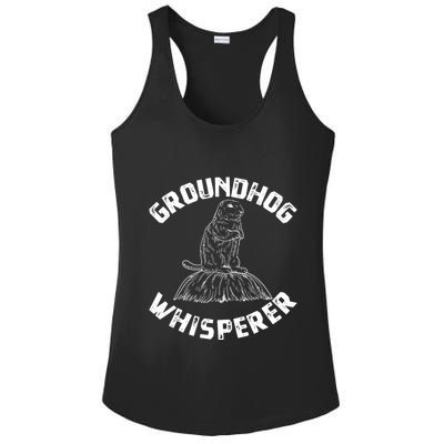 Groundhog Whisperer Funny Woodchuck Groundhog Day Ladies PosiCharge Competitor Racerback Tank