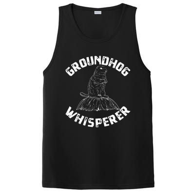 Groundhog Whisperer Funny Woodchuck Groundhog Day PosiCharge Competitor Tank