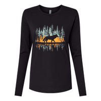 Graphic Wolf Forest Nature Wildlife Outdoor Womens Cotton Relaxed Long Sleeve T-Shirt