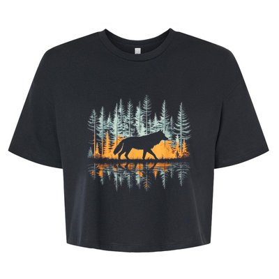 Graphic Wolf Forest Nature Wildlife Outdoor Bella+Canvas Jersey Crop Tee