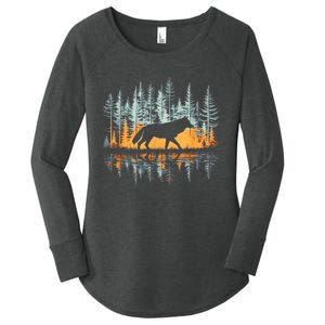 Graphic Wolf Forest Nature Wildlife Outdoor Women's Perfect Tri Tunic Long Sleeve Shirt