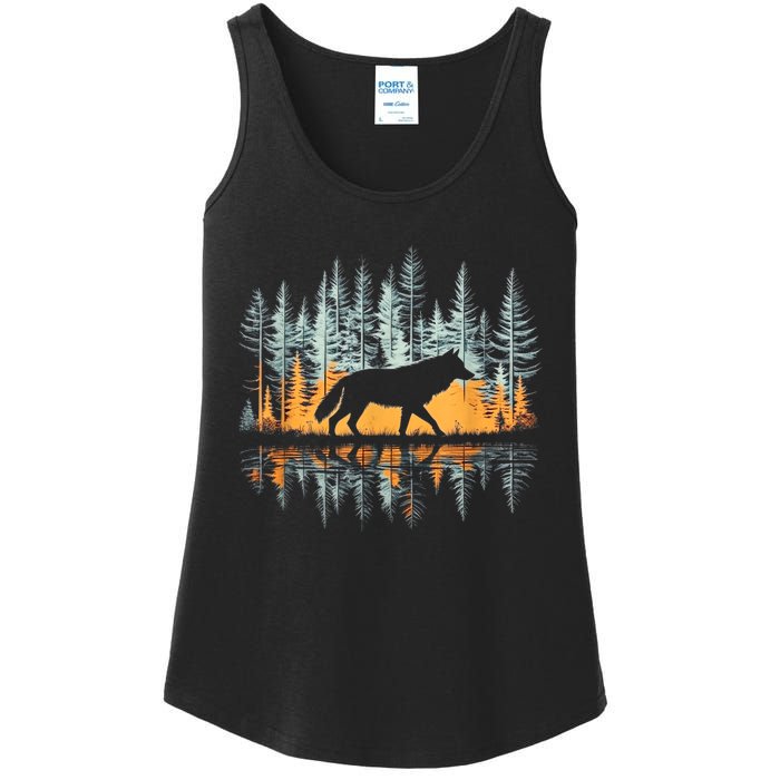 Graphic Wolf Forest Nature Wildlife Outdoor Ladies Essential Tank