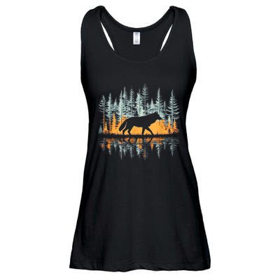 Graphic Wolf Forest Nature Wildlife Outdoor Ladies Essential Flowy Tank