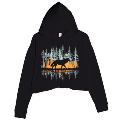 Graphic Wolf Forest Nature Wildlife Outdoor Crop Fleece Hoodie