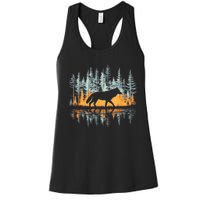 Graphic Wolf Forest Nature Wildlife Outdoor Women's Racerback Tank