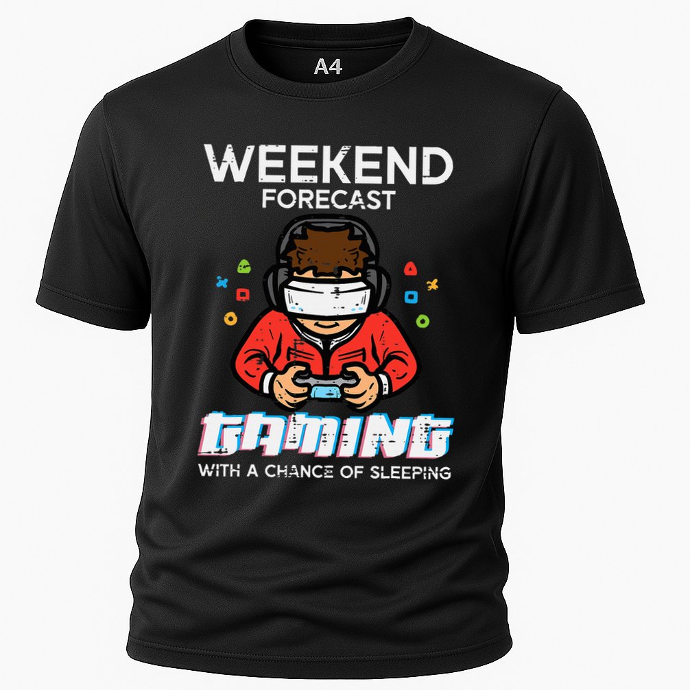 Gamer Weekend Forecast Gaming Sleeping Cooling Performance Crew T-Shirt