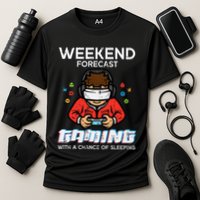 Gamer Weekend Forecast Gaming Sleeping Cooling Performance Crew T-Shirt