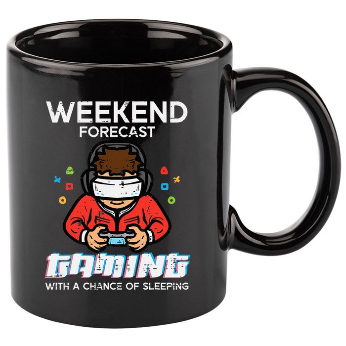 Gamer Weekend Forecast Gaming Sleeping 11oz C Handle Ceramic Mug