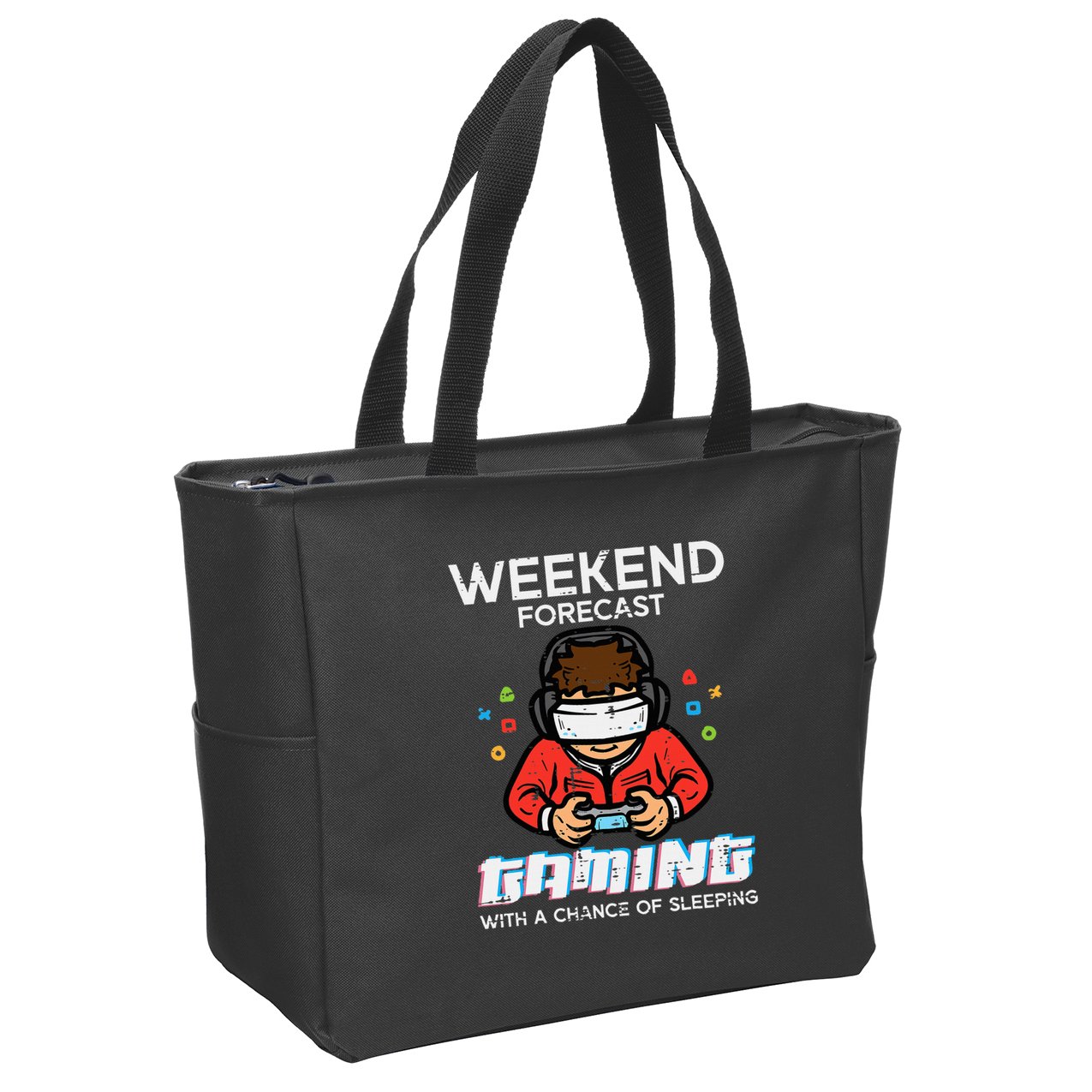 Gamer Weekend Forecast Gaming Sleeping Zip Tote Bag