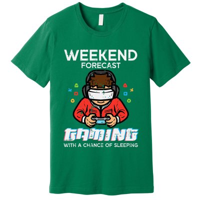 Gamer Weekend Forecast Gaming Sleeping Premium T-Shirt