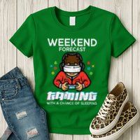 Gamer Weekend Forecast Gaming Sleeping Womens T-Shirt