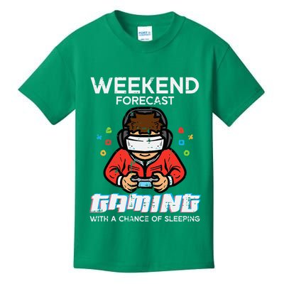 Gamer Weekend Forecast Gaming Sleeping Kids T-Shirt