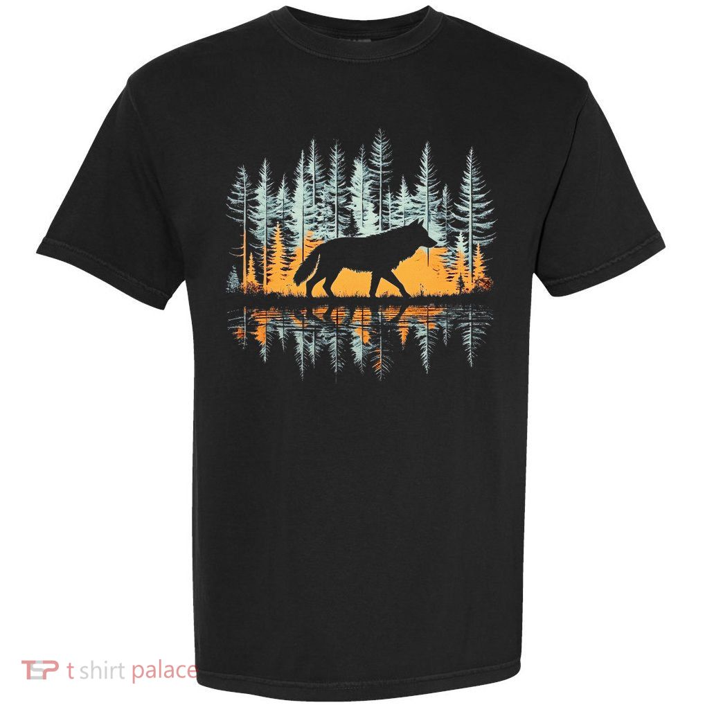 Graphic Wolf Forest Nature Wildlife Outdoor Garment-Dyed Heavyweight T-Shirt
