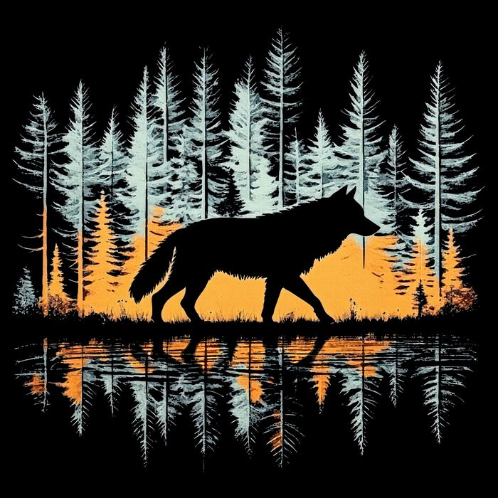 Graphic Wolf Forest Nature Wildlife Outdoor Long Sleeve Shirt