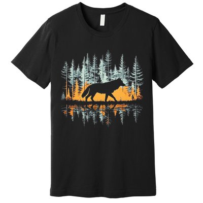 Graphic Wolf Forest Nature Wildlife Outdoor Premium T-Shirt