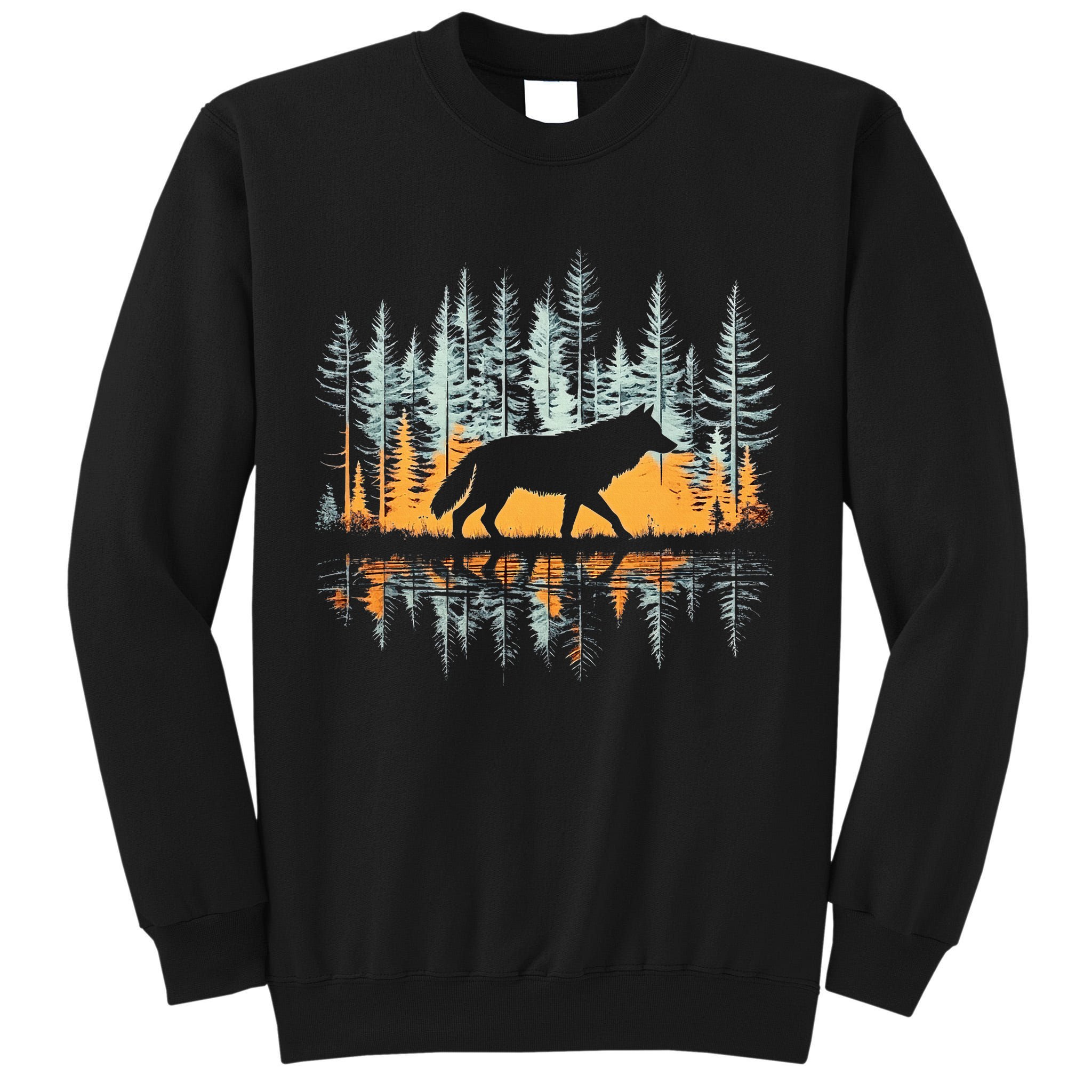 Graphic Wolf Forest Nature Wildlife Outdoor Tall Sweatshirt