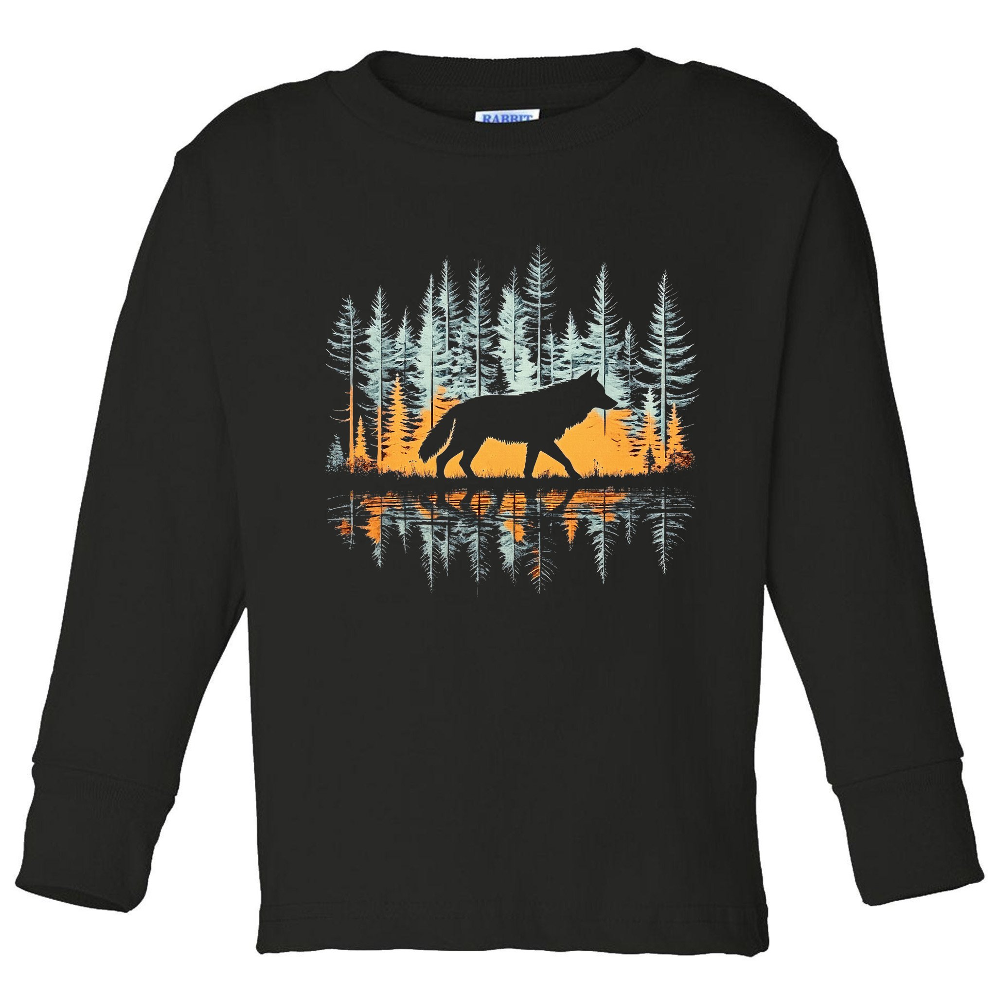 Graphic Wolf Forest Nature Wildlife Outdoor Toddler Long Sleeve Shirt